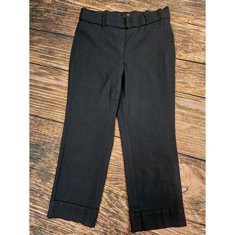 VTG Rafaella Stretch Dress Pants Capri Cropped Black Elastic Waist Womens 12